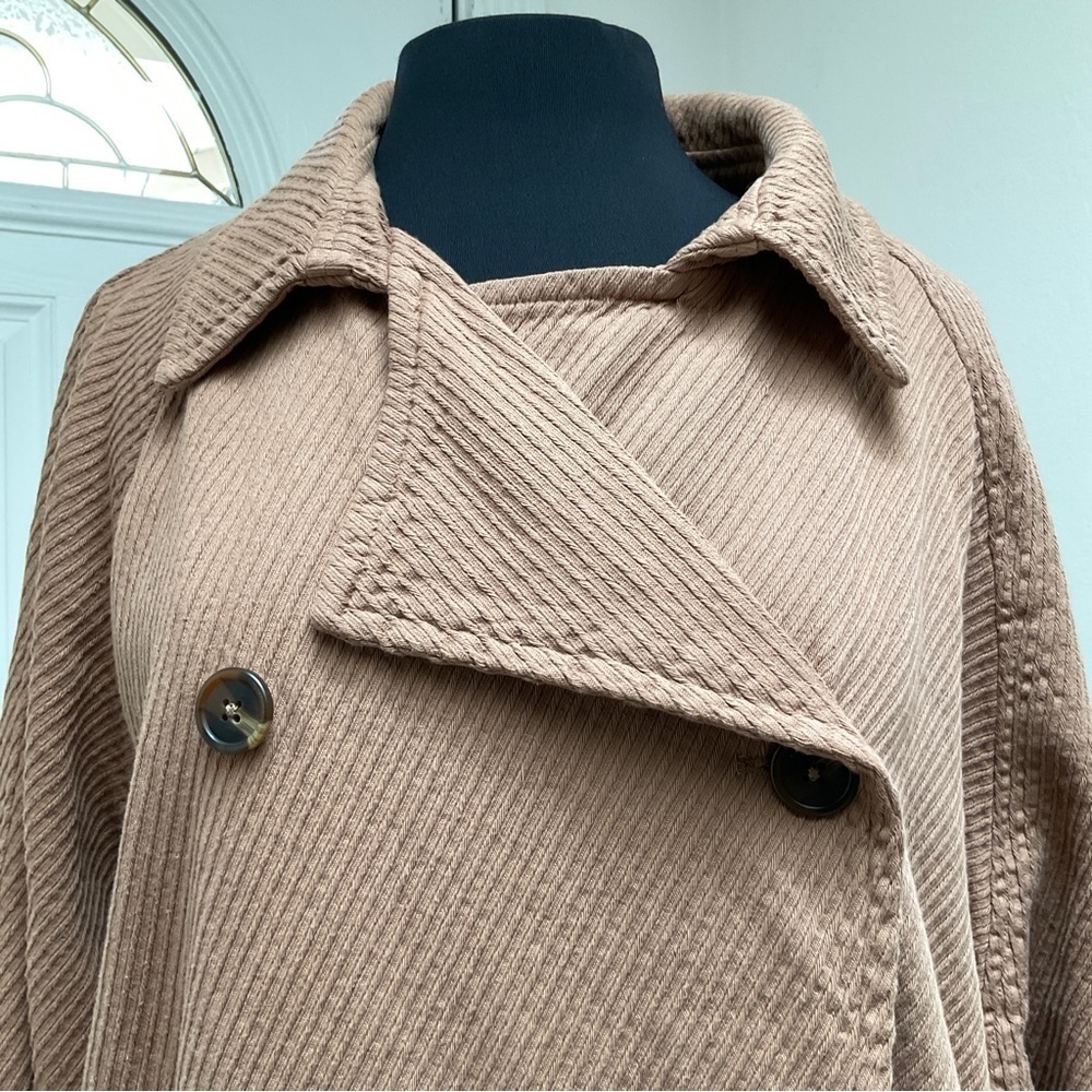 Free People  Remi Cord Coat Jacket Double Breasted Size Large Tan - Picture 4 of 15